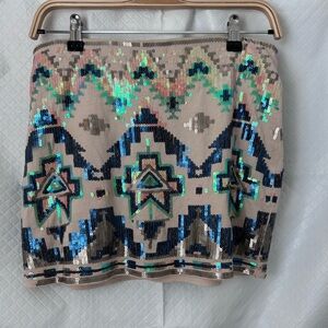 Express Multicolor Sequin Mini Skirt
